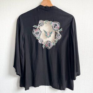 Vintage Lotus Back East Santa Barbara Kimono Style Cardigan Black Size Medium